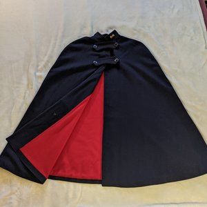 Vintage Blue and Red Wool Nurses Cape